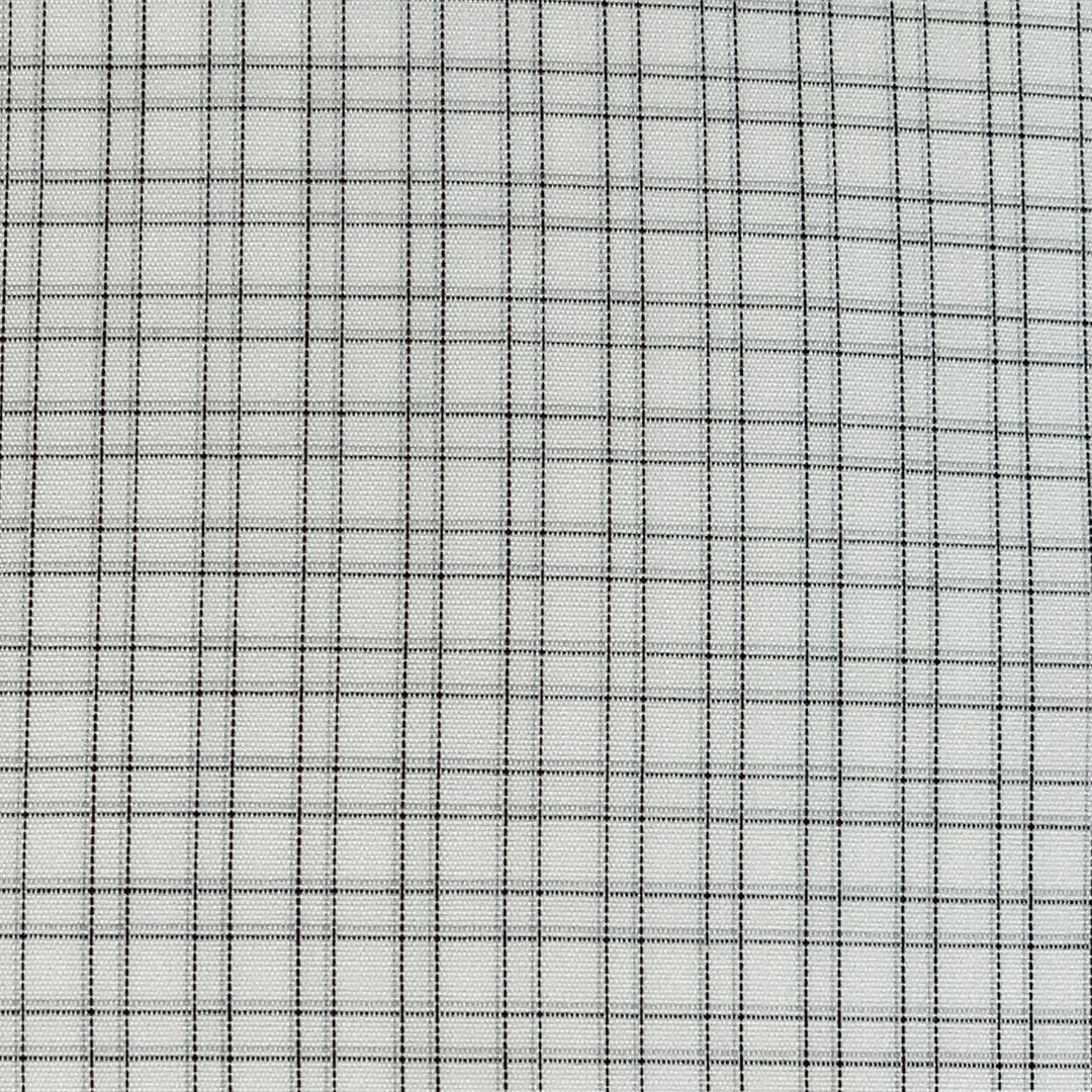 ISAIA Size S White Grey Checkered Cotton Spread Collar Long Sleeve Shirt
