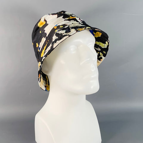 DRIES VAN NOTEN Size S Black Multi Color Splatter Polyamide Bucket Hat