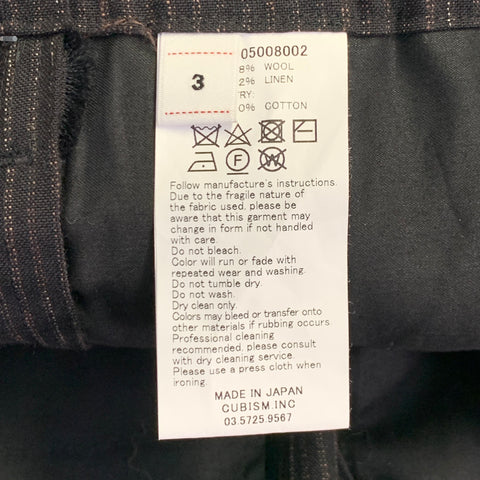 VISVIM Size M Black Brown Pinstripe Wool Linen Button Fly Casual Pants