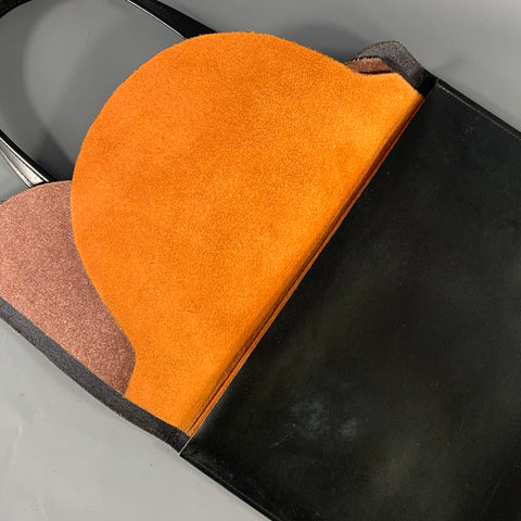 Sac à bandoulière VINTAGE en cuir noir et orange
