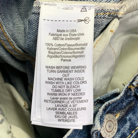 RRL by RALPH LAUREN Size 29 Blue Cotton Distressed Straight Button Fly Jeans