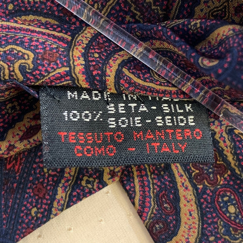 GIANFRANCO FERRE Burgundy Navy Brown Paisley Silk Tie