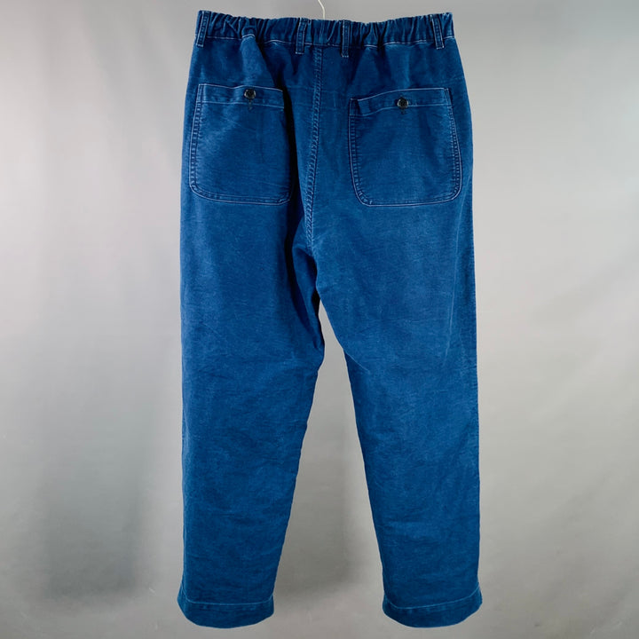 SAGE DE CRET Size M Indigo Cotton Pleated Elastic Waistband Casual Pants