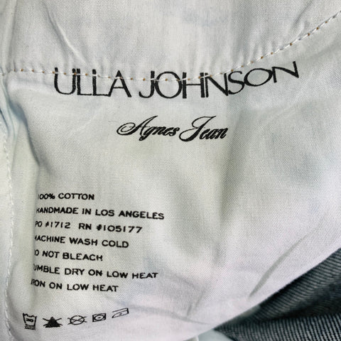 ULLA JOHNSON Size 29 Agnes Navy Cotton Contrast Stitch Five Pocket Straight Jeans