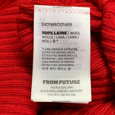 FROM FUTURE Size S Red Merino Wool Rib Knit Sweetheart Long Sleeve Midi Dress