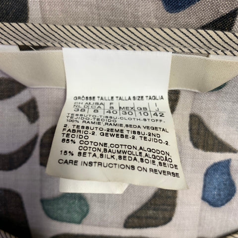 MAX MARA Size 8 Grey Multi Color Cotton Silk Abstract Short Sleeve Dress