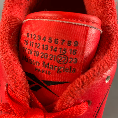 MAISON MARGIELA Size 9.5 Red Black Comic Leather Cup sole Sneakers