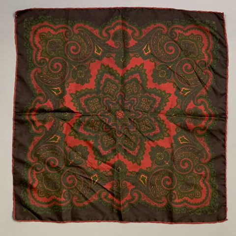 Red Green Abstract Floral Pocket Square