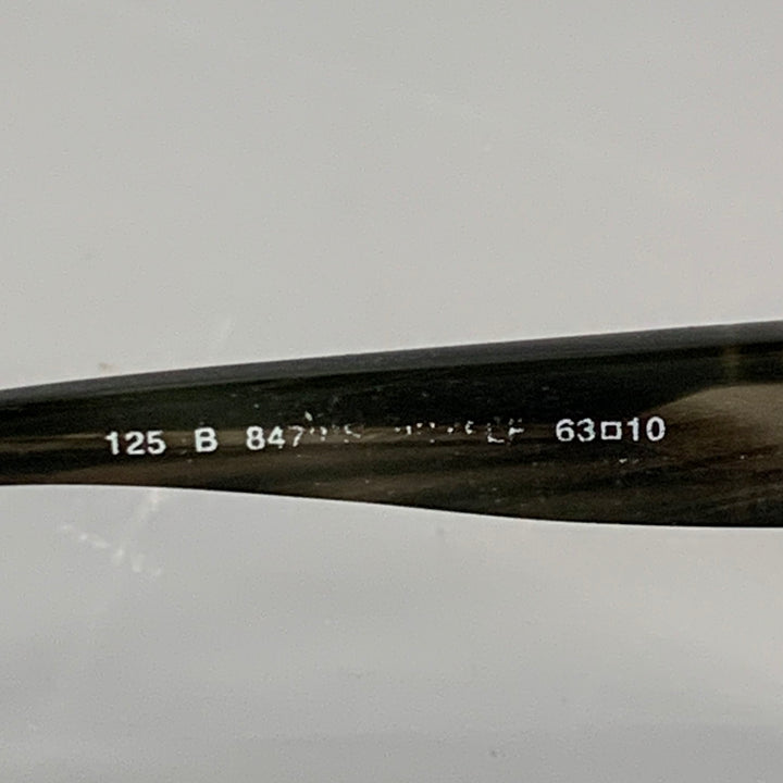 BURBERRY Black Acetate Oversized Wrap Around Aviator Sunglasses