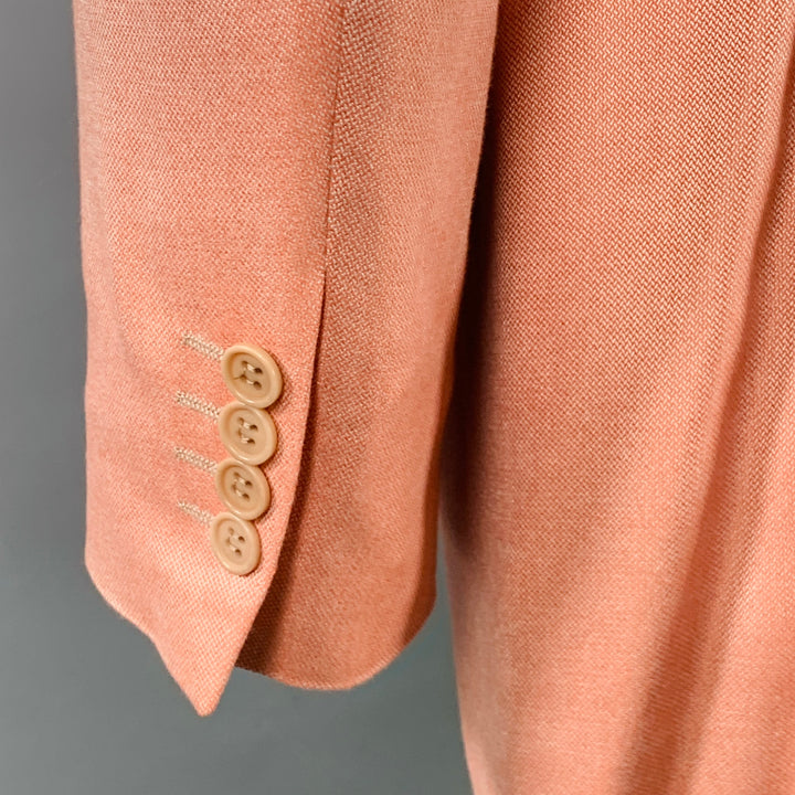 CANALI Size 42 Long Pink Bamboo Rayon Single Breasted Three Button Sport Coat