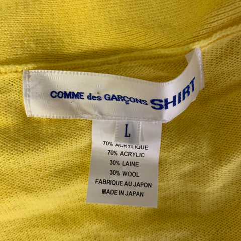 COMME des GARCONS SHIRT Size L Yellow Knitted Acrylic Blend Button Down Cardigan