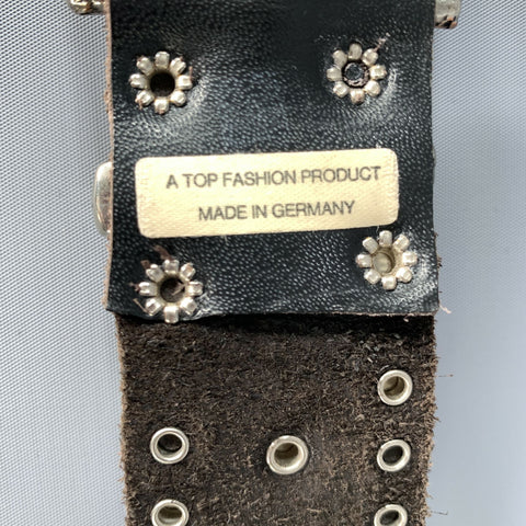 GLAMORY Black Silver Leather Belt