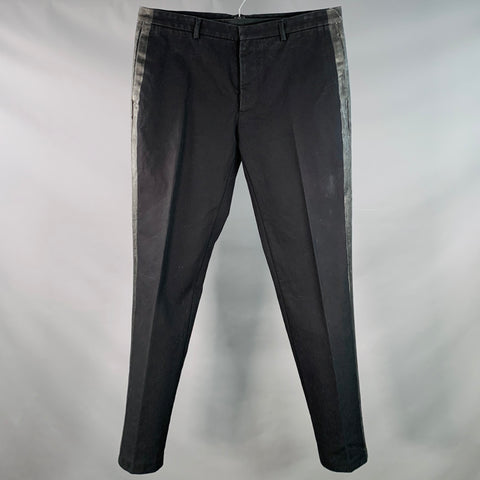 MAISON MARTIN MARGIELA Size 36 Black Cotton Twill Flat Front Button Fly Dress Pants