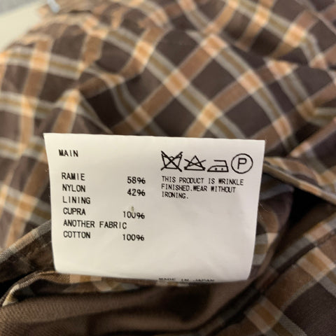 KOLOR Size 38 Brown Camel Plaid Ramie Nylon Notch Lapel Sport Coat