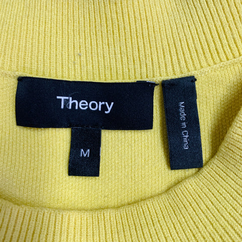 THEORY Size M Yellow Viscose Blend Knit Crew Neck Pullover