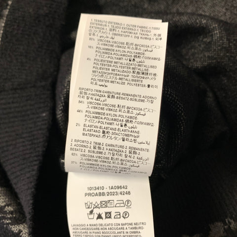 VERSACE 2024 Size 0 Black Grey Viscose Blend Baroque Crew Neck Cocktail Dress