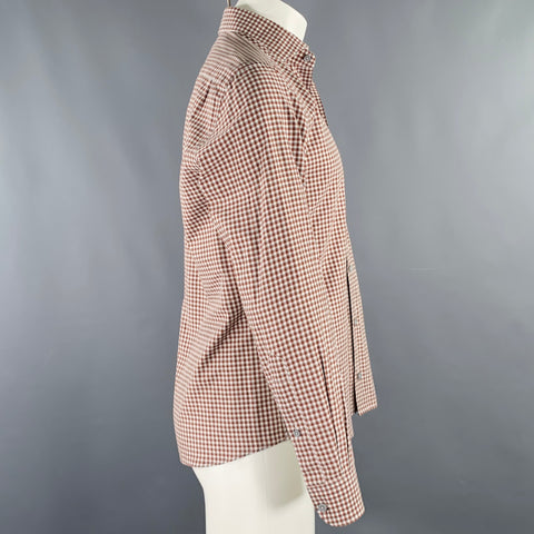 ERMENEGILDO ZEGNA Size M Red White Plaid Long Sleeve Shirt