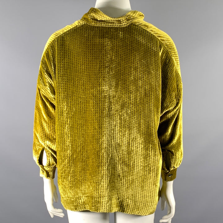 LIBERTINE Size M Gold Chartreuse Silk Blend Houndstooth Tunic Blouse