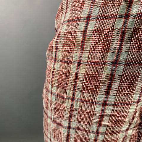 ISABEL MARANT ETOILE Size S Grey Navy Red Linen Plaid Ruched Knee Length Skirt
