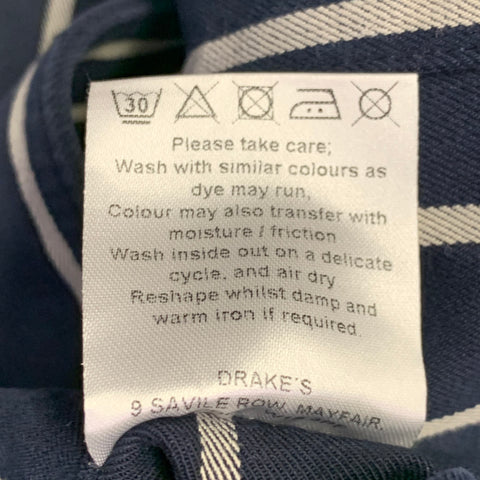 DRAKES LONDON Size L Navy White Stripe Cotton Chore Jacket