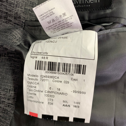 CALVIN KLEIN COLLECTION Chest Size 38 Grey Jacquard Wool Silk Sport Coat