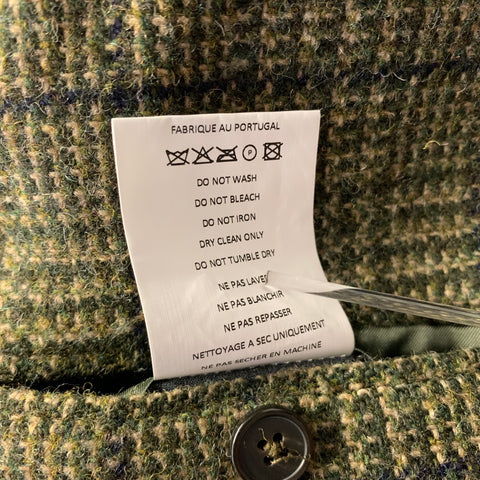 OFFICINE GENERALE Size 42 Green Tan Tartan Wool Notch Lapel Sport Coat