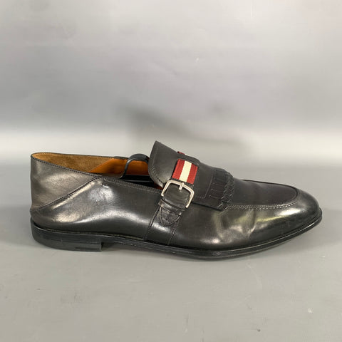 BALLY Size 7 5 Black Red white Leather Eyelash Loafers