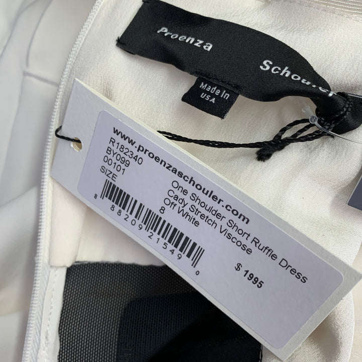 PROENZA SCHOULER Size 8 Cream Black Viscose Blend Ruffle Cocktail Dress