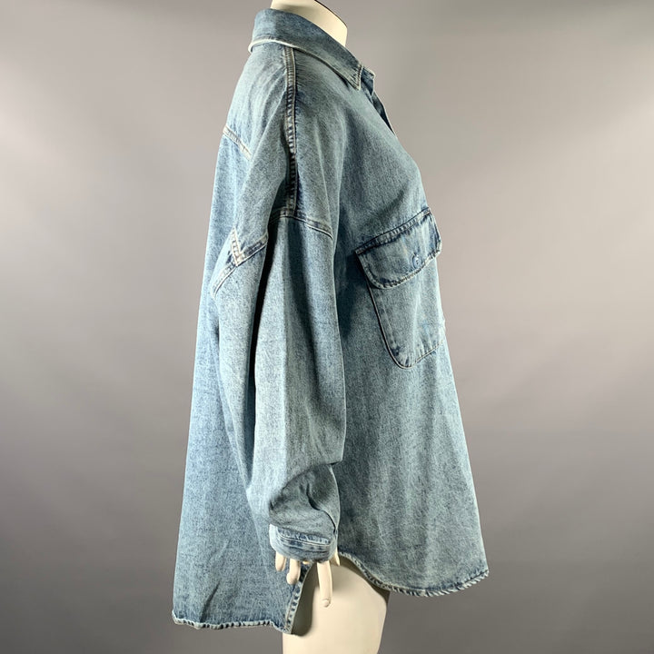 THE FRANKIE SHOP Size XS/S Blue Denim Washed Patch Pockets Shirt