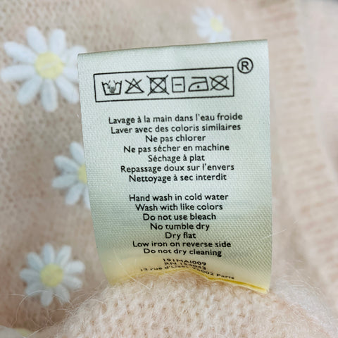 LA MAILLE SEZANE Taille S Pull Brodé Mohair Mélangé Blanc Rose