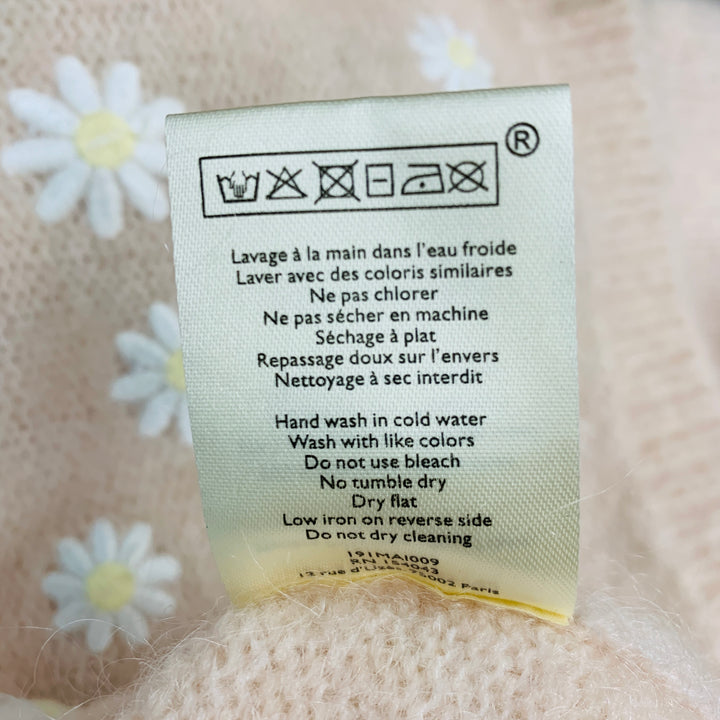 LA MAILLE SEZANE Size S Pink White Mohair Blend Embroidered Sweater