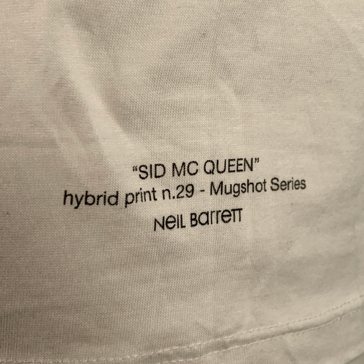 NEIL BARRETT Size M Sid McQueen Hybrid Mugshot White Black Print Cotton Loose Fit Crew Neck T-shirt