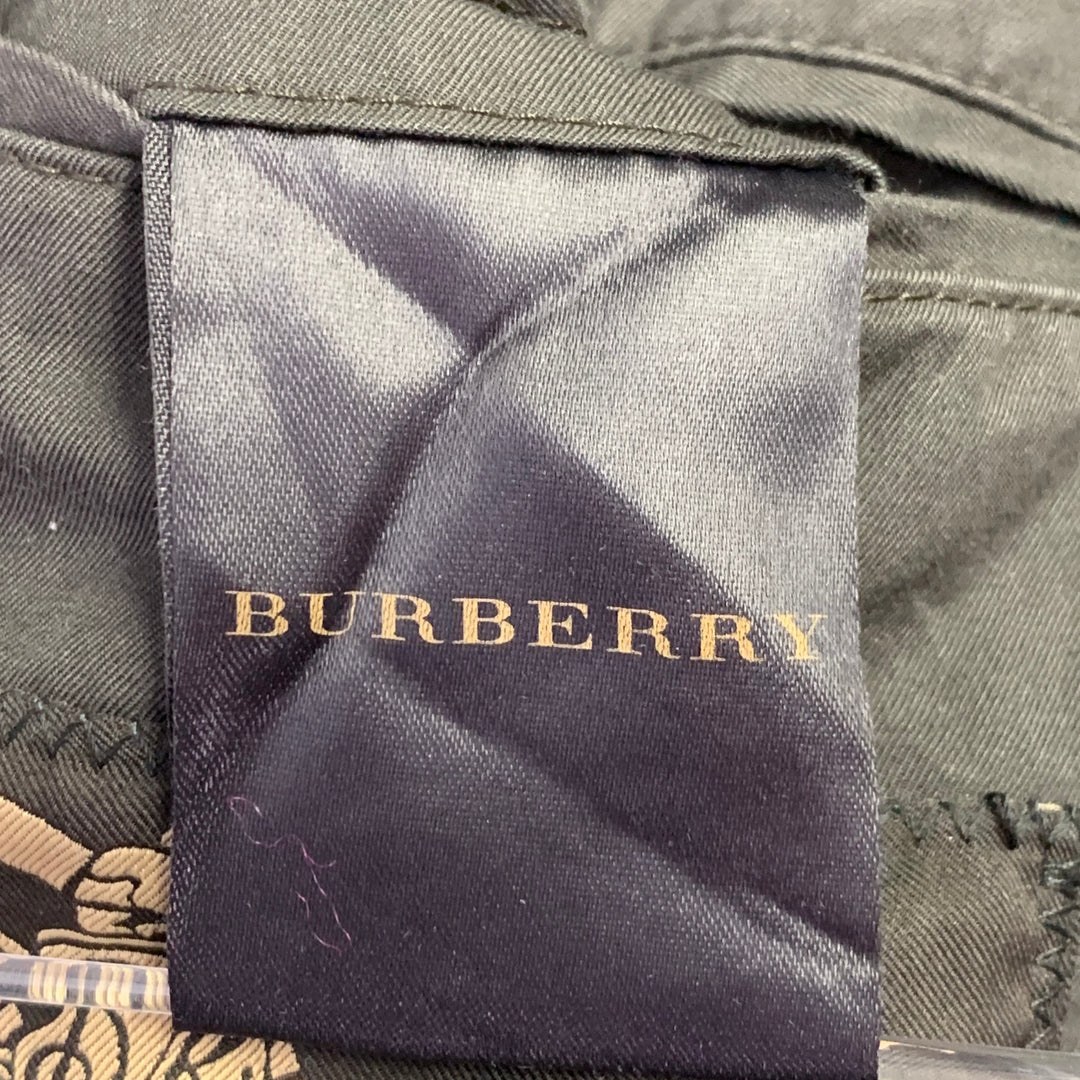 BURBERRY PRORSUM Size 42 Grey Charcoal Twill Cotton Single Breasted Coat