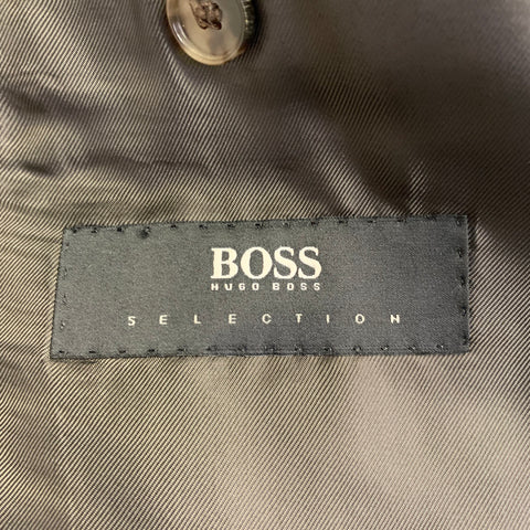 BOSS by HUGO BOSS Size 38 Brown Black Virgin Wool Cashmere Windowpane Sport Coat