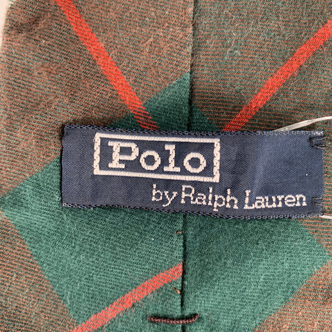 RALPH LAUREN Green Multi Color Plaid Cotton Tie