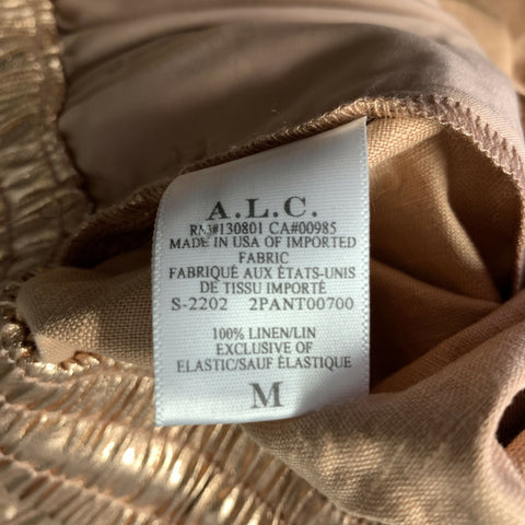 A.L.C. Size M Copper Linen Metallic Elastic Waistband Shorts