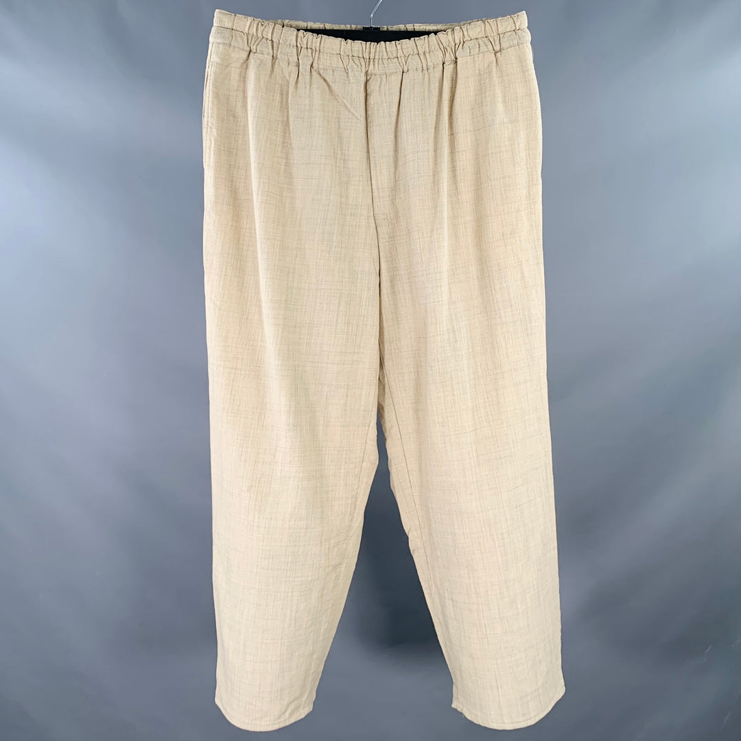 COMME des GARCONS Size L Beige Crepe Wool Drop Crotch Drawstring Casual Pants