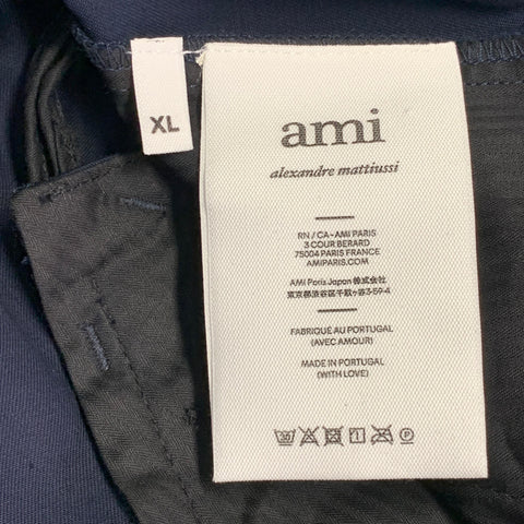AMI by ALEXANDRE MATTIUSSI Size XL Navy Twill Cotton Flat Front Casual Pants