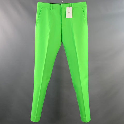 AMI by ALEXANDRE MATTIUSSI Size 34 Green Lime Twill Tapered Dress Pants