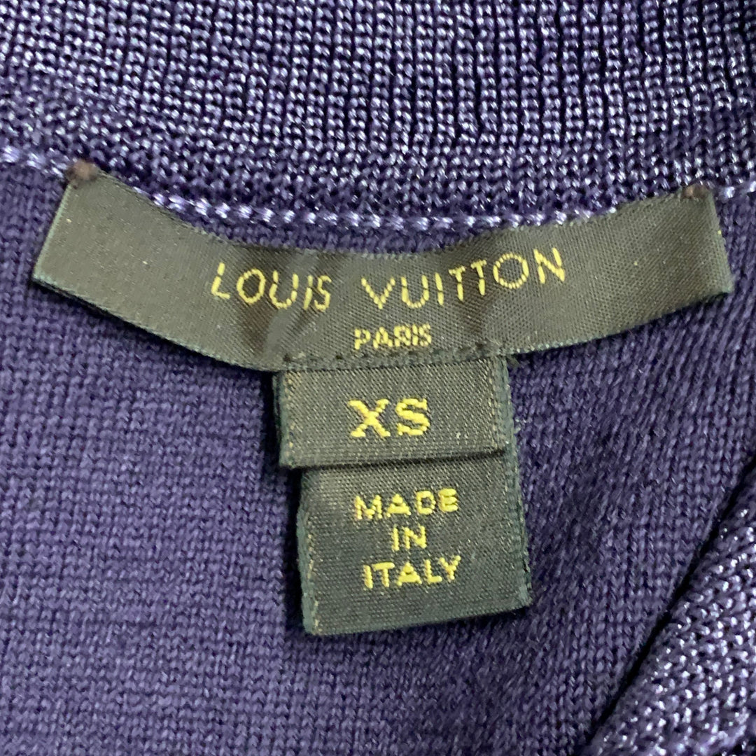 LOUIS VUITTON Size XS Metallic Purple Polyester Merino Wool Mini Polo Dress