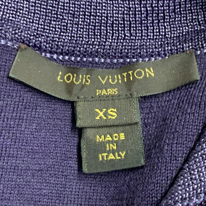 LOUIS VUITTON Size XS Metallic Purple Polyester Merino Wool Mini Polo Dress