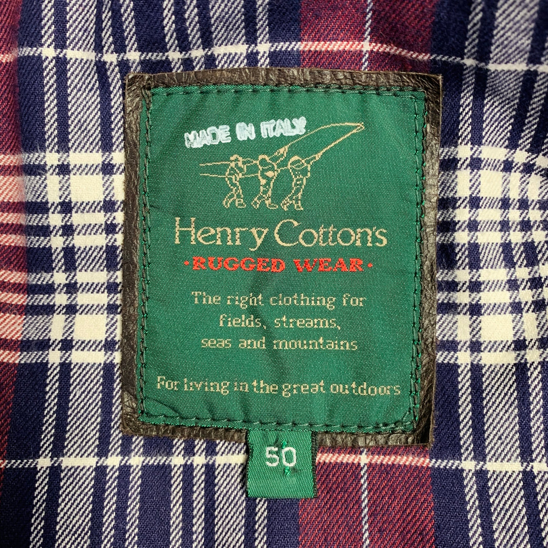 HENRY COTTON'S Size M Brown Leather Zip Up Jacket