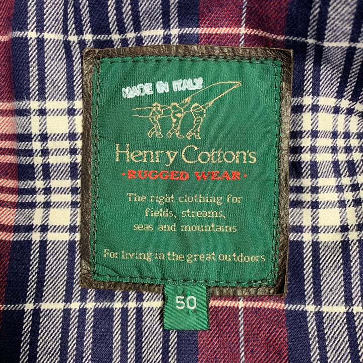 HENRY COTTON'S Size M Brown Leather Zip Up Jacket