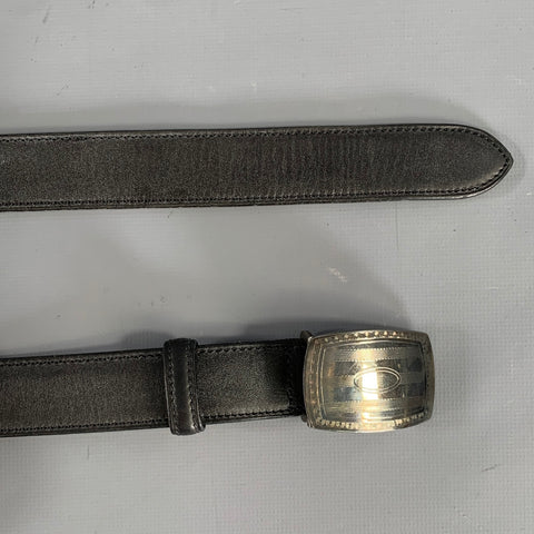 RALPH LAUREN Size 36 Black Leather Sterling Silver Belt