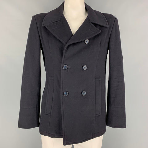 SAKS FIFTH AVENUE Size 42 Navy Cashmere Blend Double Breasted Peacoat