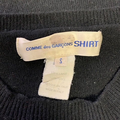 COMME des GARCONS SHIRT Size S Black Multi-Color Knitted Wool Crew-Neck Pullover