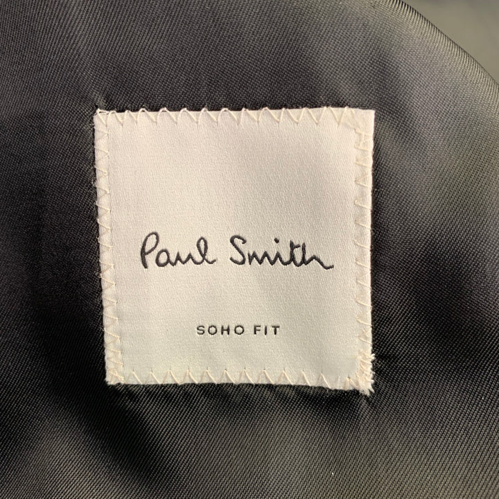 PAUL SMITH Size 36 Soho Black Stripe Wool Satin Peak Lapel Sport Coat