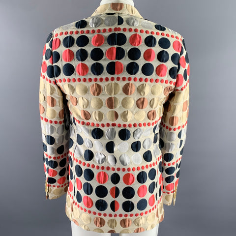 WALTER VAN BEIRENDONCK Size 40 Cream Dots Polyester Blend Sport Coat
