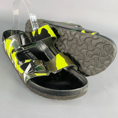 VALENTINO Size 10 Green Olive Camouflage Leather Belted Sandals