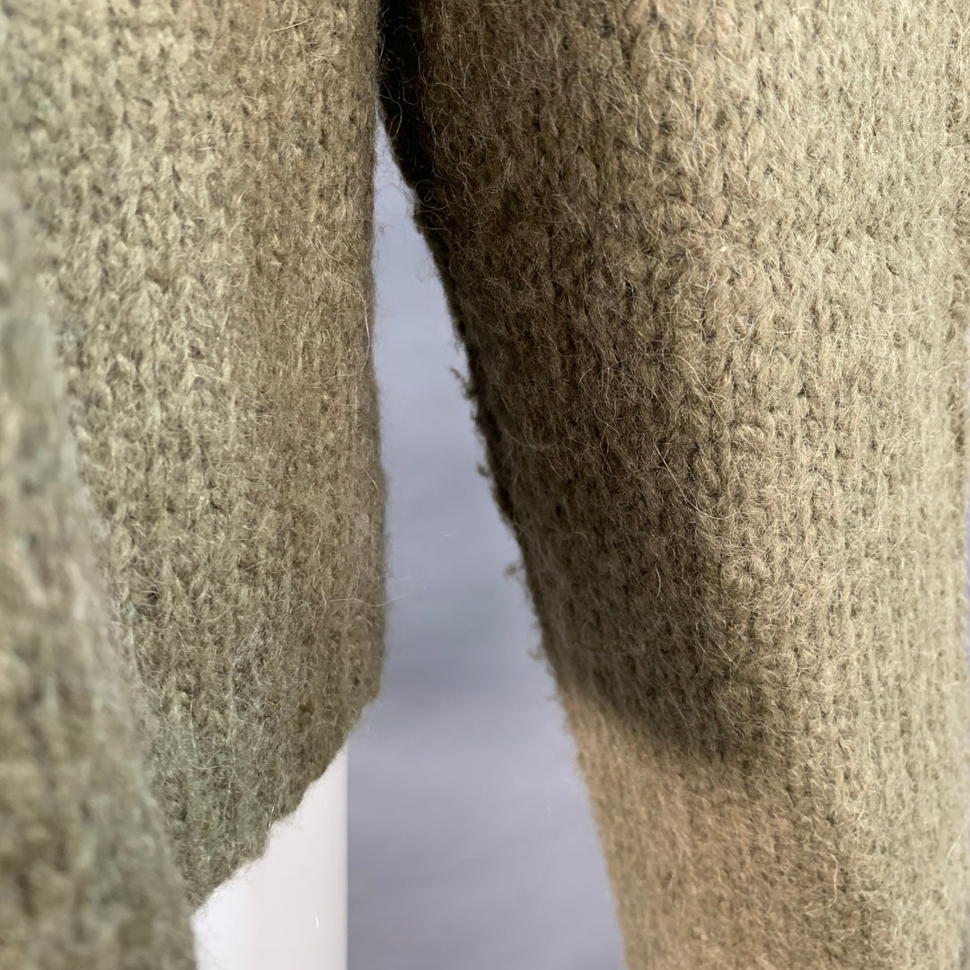 RAQUEL ALLEGRA Size 2 Green White Yellow Alpaca Blend Knit Eye Chain Sweater